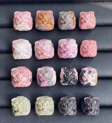 醒狮 小狮子头 天然蔷薇辉石吊坠
