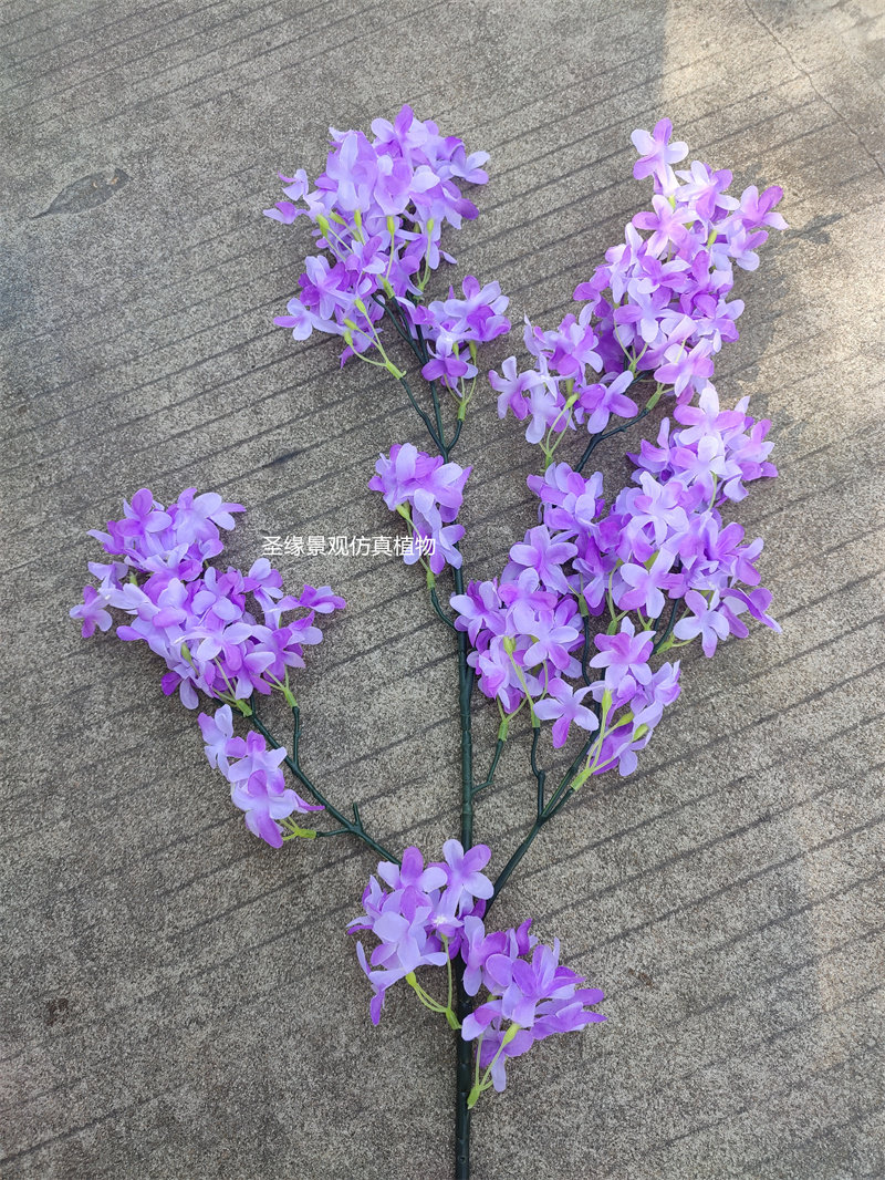 仿真丁香花紫丁香蓝花楹假花文心兰花枝十字樱花紫色小碎花婚庆花