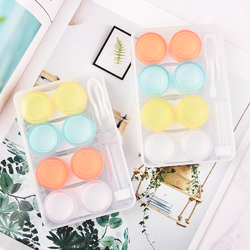 四副装美瞳护理盒彩色隐形眼镜盒