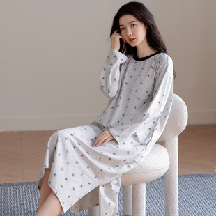 睡裙女春秋款纯棉长袖2025新款夏季薄款卡通全棉睡衣女款家居服