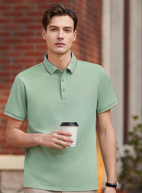 拿捏夏日清凉的百搭春夏季防晒桑蚕丝舒适抗皱翻领T恤衫休闲50313