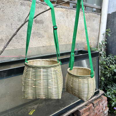竹编手工背篓采茶竹篓家用竹筐水果采摘收纳茶叶舞蹈道具儿童表演