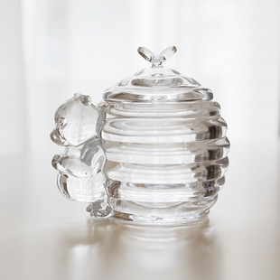 透明玻璃罐带盖小罐动物造型装 饰器皿 超厚实可爱小熊蜂蜜罐 米诺