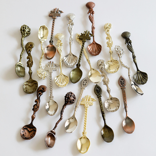 米诺 复古咖啡勺甜品勺小汤匙 金色海螺贝壳帆船欧式宫廷点心勺子