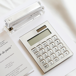 米诺 银色亚克力文具 订书机计算器 北欧风ins高颜值摆件 出口原装