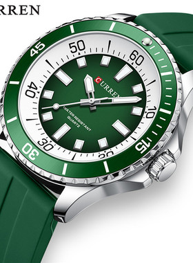 CURREN/8448卡瑞恩品牌手表户外中性大表盘男士胶带手表学生运动