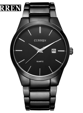 Curren/卡瑞恩8106手表男士商务手表 黑色大气气派商务手表防水