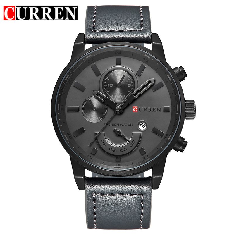 新款CURREN/卡瑞恩 8217男士休闲运动手表皮带手表日历手表男表