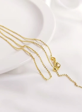 万能针式项链小孔串珠14k包金穿珍珠链子素链可调节O字链裸链配件