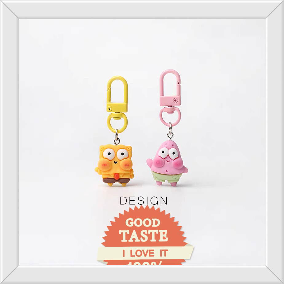 可爱卡通海绵宝宝派大星钥匙扣个性背包包挂件简约日常百搭配饰品