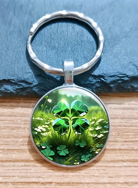 跨境幸运四叶草挂件绿色植物吊坠幸运草钥匙扣挂件挂饰小礼品礼物