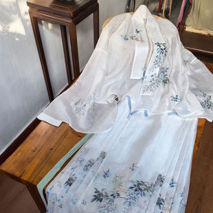 鸣皋堂制衣夏季 春江燕绣花上衣 传统汉服定制明制对穿交短衫