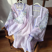 鸣皋堂制衣碧落小茶绣花上衣明制方领半袖 短衫 紫色春夏汉服