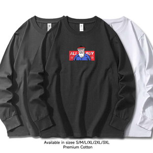 上衣t恤圆领体恤纯棉 鳌拜allbuy男女长袖 创意卡通秋冬打底衫 大码