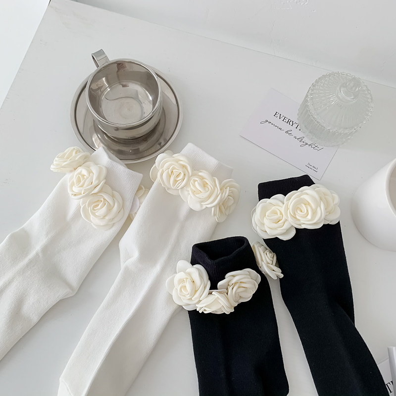 抖音猛男袜山茶花中筒袜洛丽塔袜子女ins潮春秋季玫瑰袜少女棉袜,女士内衣/男士内衣/家居服,中筒袜,淘宝优惠券,粉丝福利购,淘宝优惠卷