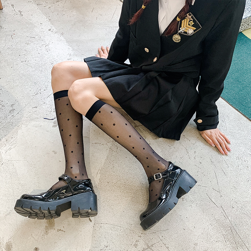 洛丽塔lolita超薄款圆点中筒袜