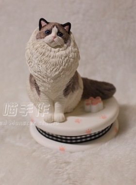 猫咪布偶猫石膏摆件挪车牌纯手工