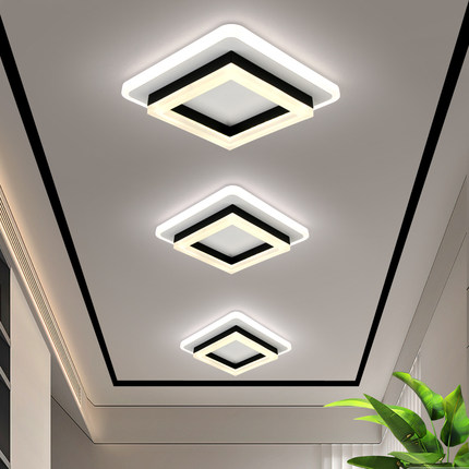 现代简约LED走廊过道灯客厅射灯 正方形玄关入户阳台嵌入式吸顶灯