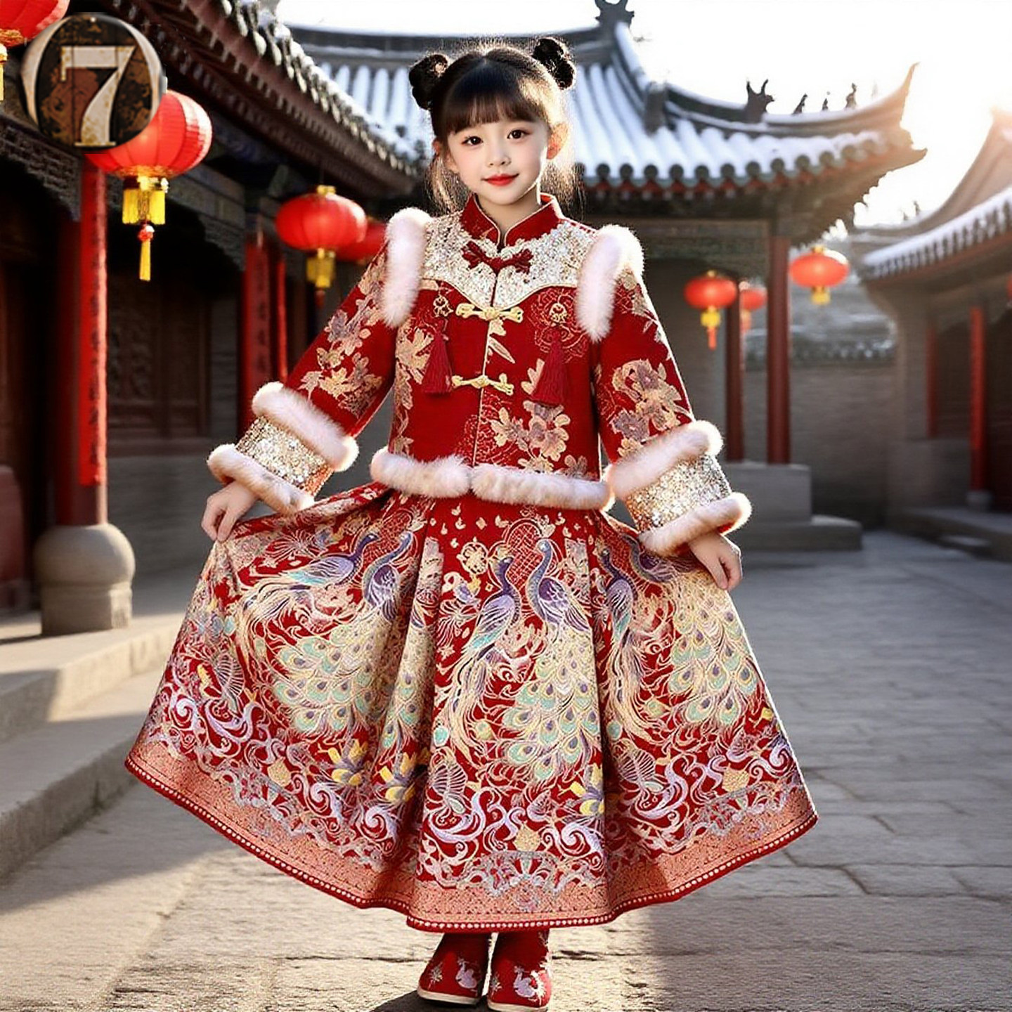 女童新中式唐装马面裙套装冬装