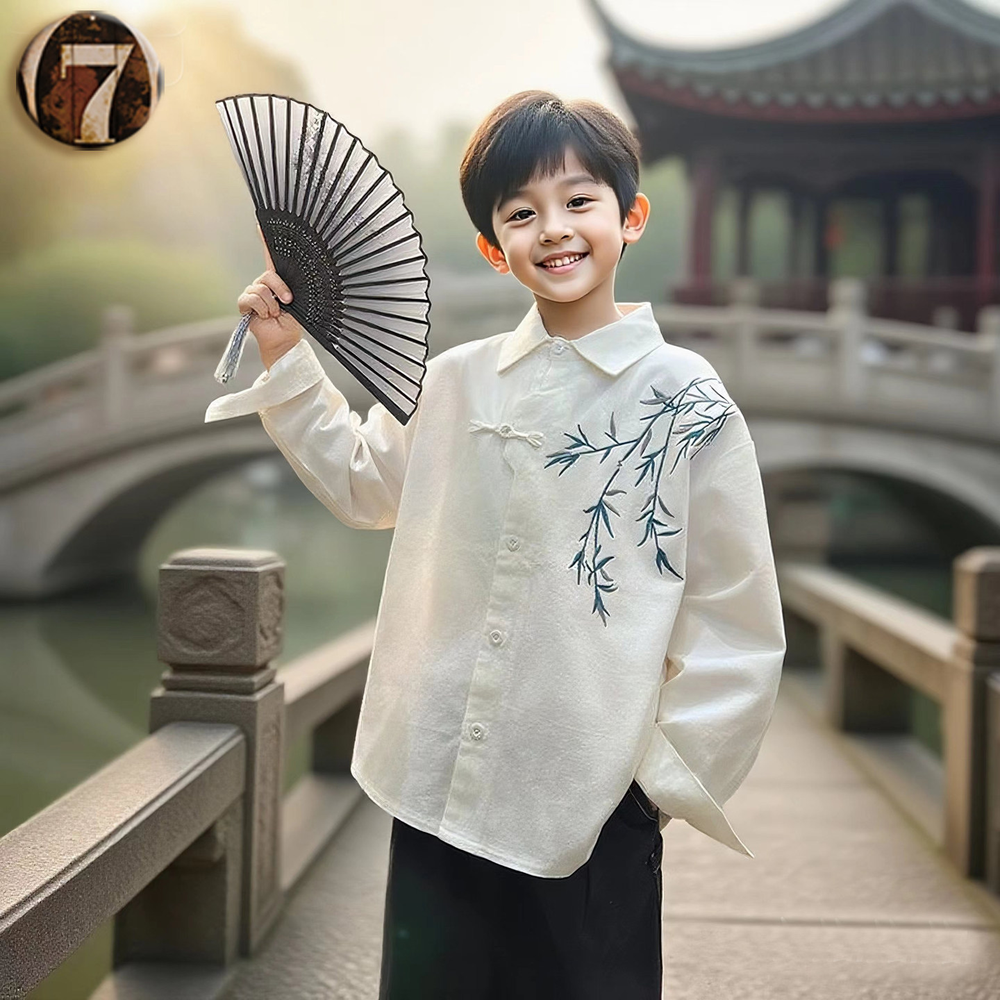 男童汉服衬衫长袖春秋装2025新款图片
