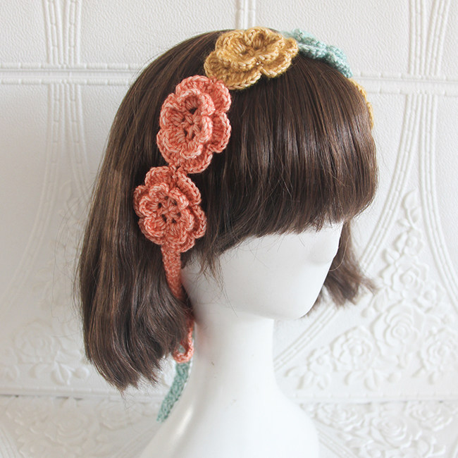 纯手工日本原宿风粉色系毛线花朵
