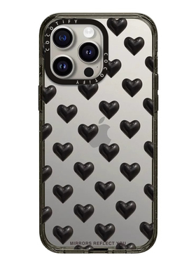 C家 联名Mirrors Reflect黑色爱心苹果16Pro适用于iPhone17ProMax手机壳个性创意潮牌15plus防摔14保护套13女