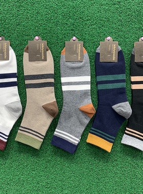 2026韩国东大门1075新品简约条纹秒完休闲百搭中筒袜子男袜
