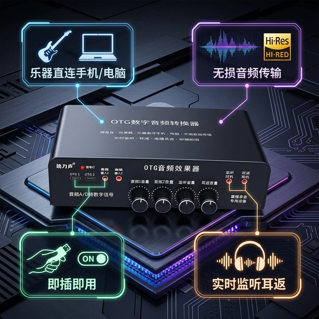 OTG直播录音耳返监听调音台声卡