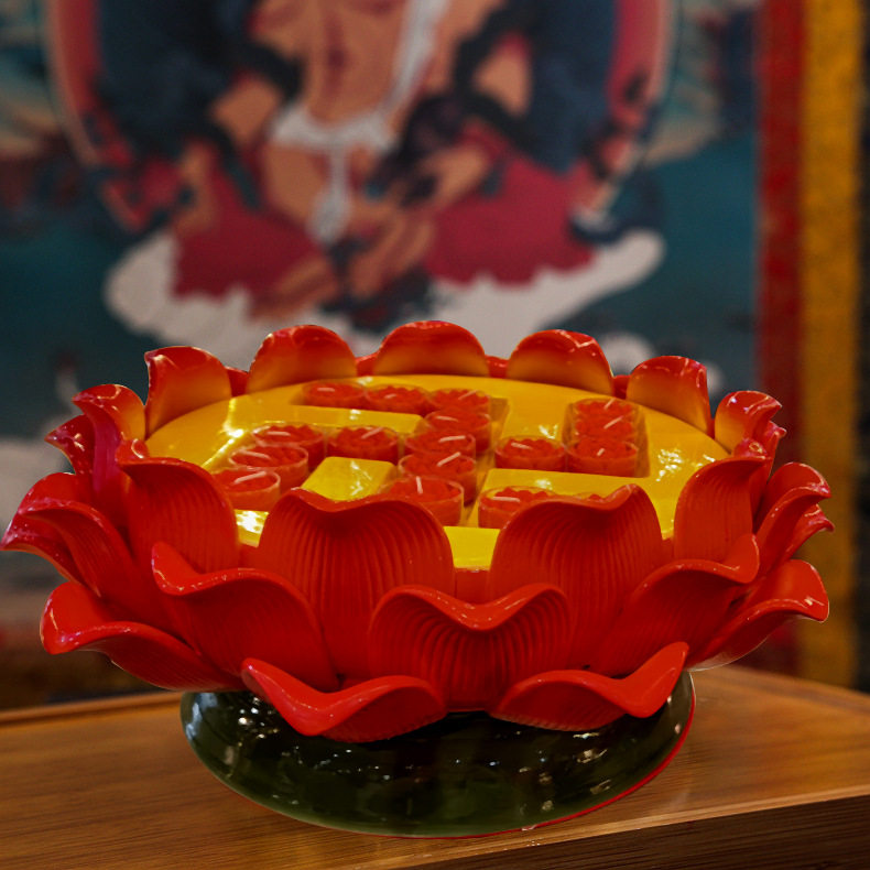 万字莲花酥油灯烛台灯座佛灯供灯