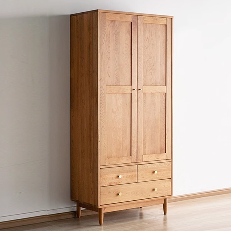 木朵朵全实木樱桃木日式两门衣柜