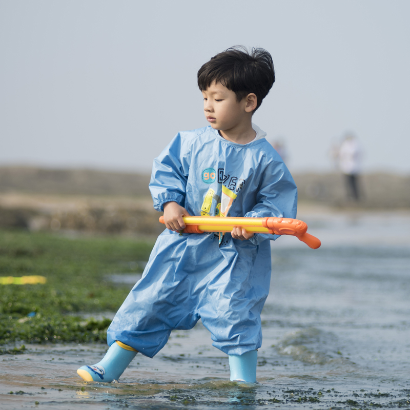 L儿童连体罩衣裤男女童秋冬防脏防水防护衣宝宝婴幼儿园小孩爬服