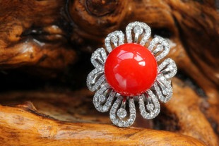 天然红色宝石戒指（二）18k金+钻石镶，换季也要红~