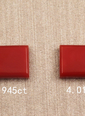 天然红色宝石方形切割戒面，少见！