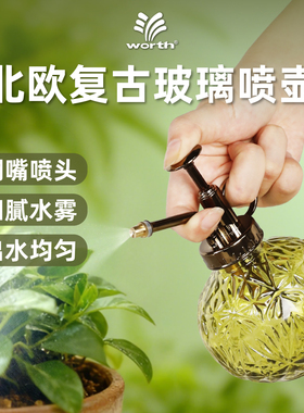 沃施worth喷壶小喷水壶家用浇水复古绿植多肉玻璃瓶喷水器喷水壶