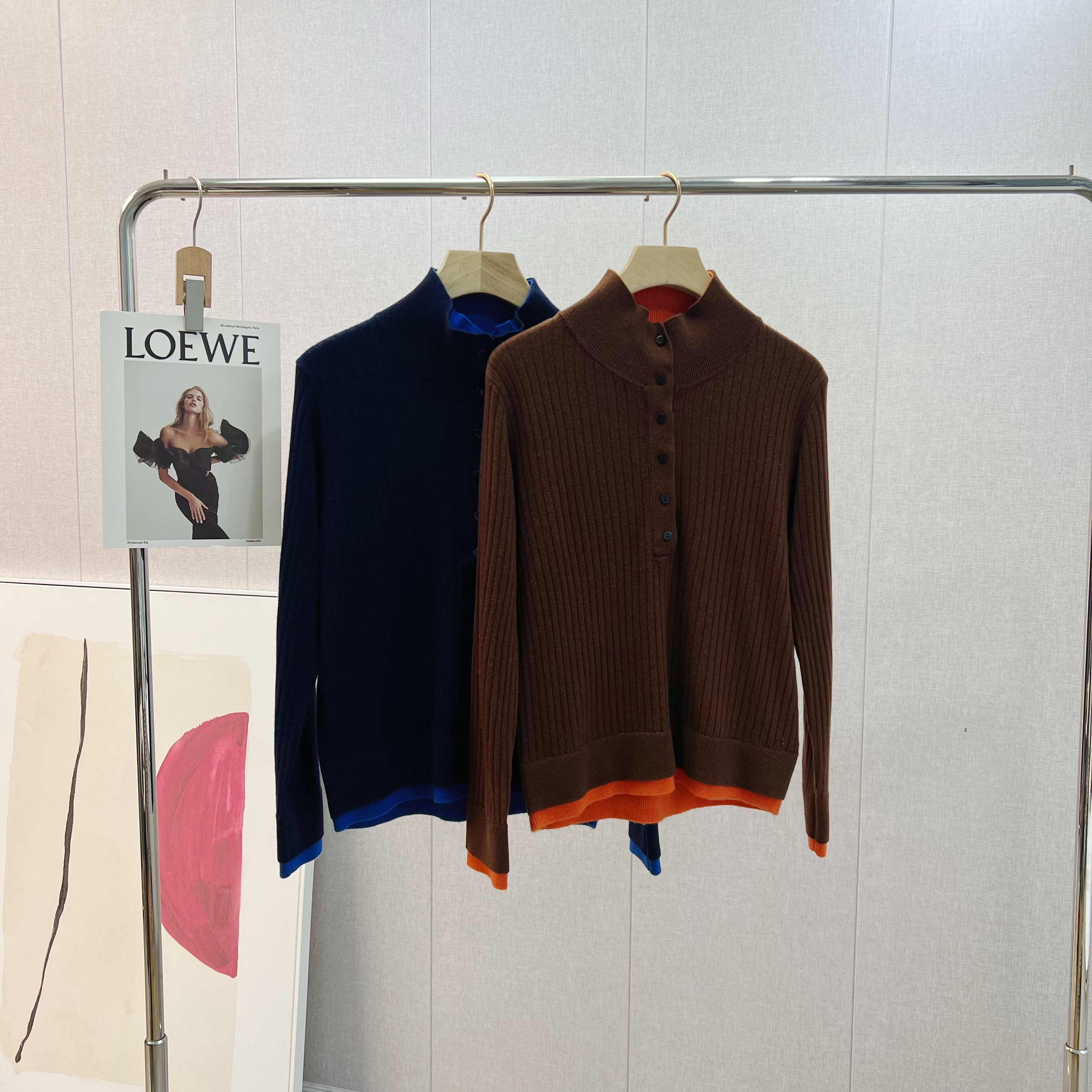 半高领假两件针织毛衣拼色圆领套头羊毛衫秋冬气质显瘦打底衫女