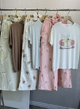 莫代尔+纯棉｜日系卡通印花短袖长裤睡衣女夏季莫柔软家居服套