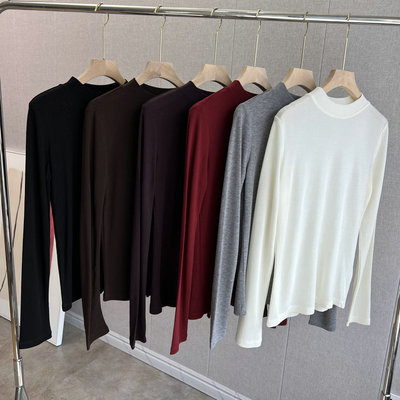 日单大厂出！巨柔软超细莱赛尔+羊毛半高领针织打底衫上衣女长袖T