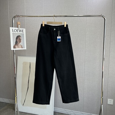 Jin口面料！做旧复古撞色磨砂加绒牛仔裤梨型显瘦黑灰色香蕉裤