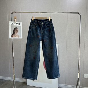 牛仔控必入！水洗蓝闪钻腰果花刺绣宽松松弛感拉满直筒牛仔裤