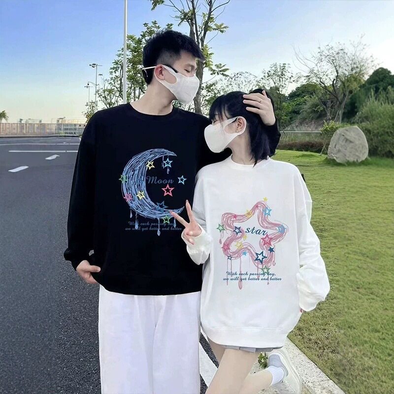 潮范星月呼应情侣装卫衣小众设计感ins男女宽松百搭套头加绒外套