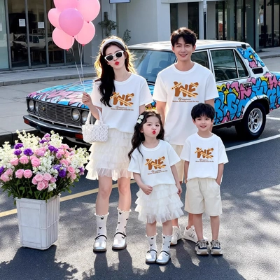 夏季新款网红亲子装纯棉短袖T恤