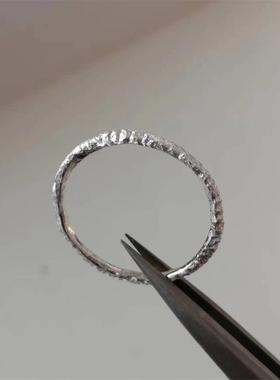 手工999足银肌理纹戒指尾戒女款闭口开口可调节原创设计源头货