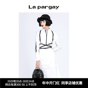 宽松衬衫 Lapargay纳帕佳秋装 裙子时尚 连衣裙潮 新款 裙休闲白色长袖