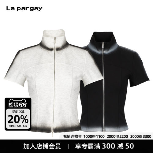 Lapargay黑灰渐变立领修身外套