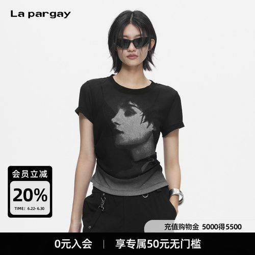 Lapargay复古人像印花短袖T恤