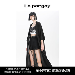 Lapargay纳帕佳春秋新款女装黑色上衣个性时尚休闲长款外套风衣潮