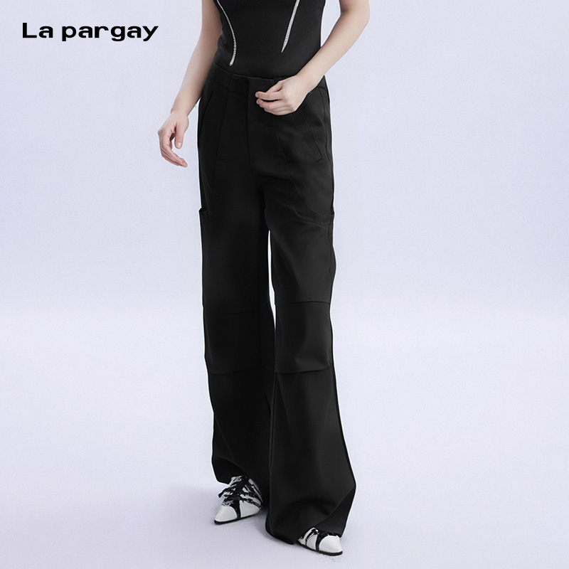La pargay纳帕佳宽松直筒长款休闲裤2025新款女式个性设计感裤子