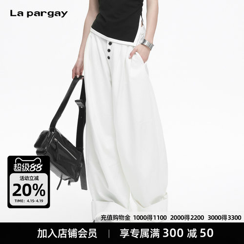 Lapargay 中高腰阔腿裤  撞色纽扣 随性高街 L78102640V