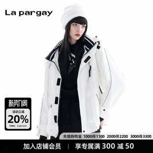 休闲宽松长袖 纳帕佳工装 白色个性 女式 上衣 感连帽棉服外套2026新款