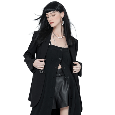 纳帕佳 西装外套2025春季新款女式黑色长袖宽松小众上衣